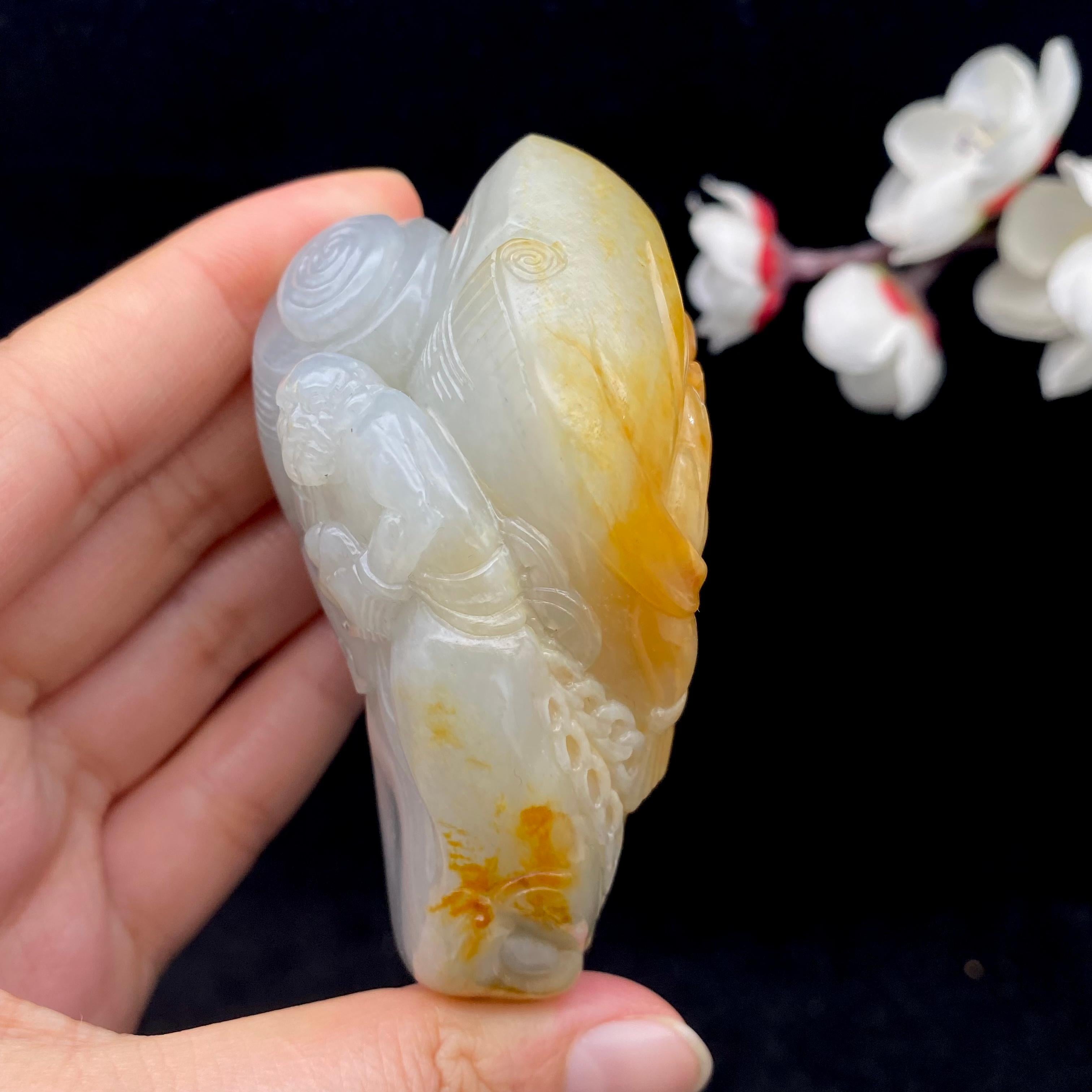 和田玉聚黄皮籽料【钟馗】手把件（188.7g）