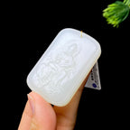 和田玉白玉普贤菩萨玉牌（39.3g）