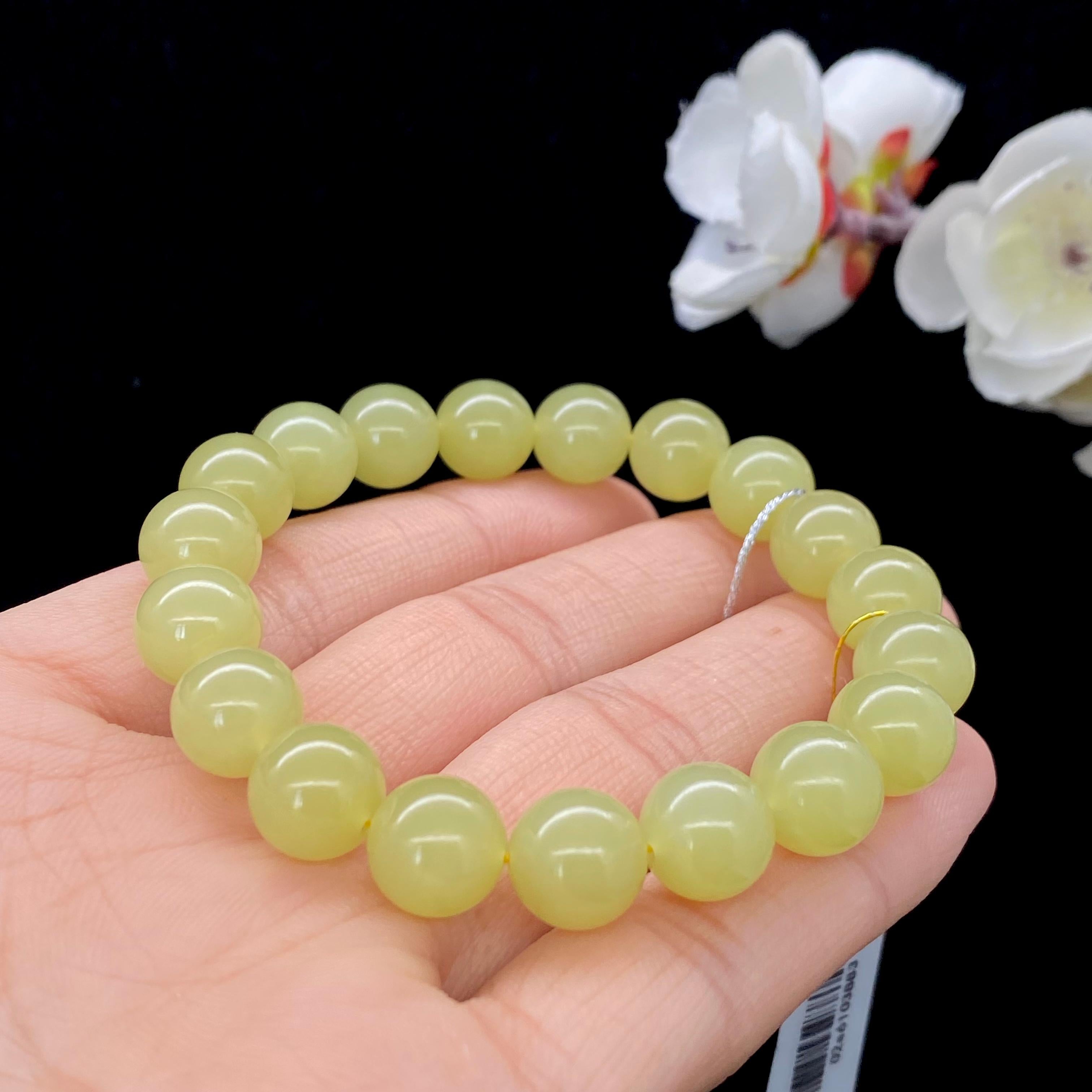 和田玉-黄口【圆珠手串】W2605260232（29.3g）