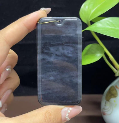 和田玉籽料意境青花平安无事牌（60.7g）