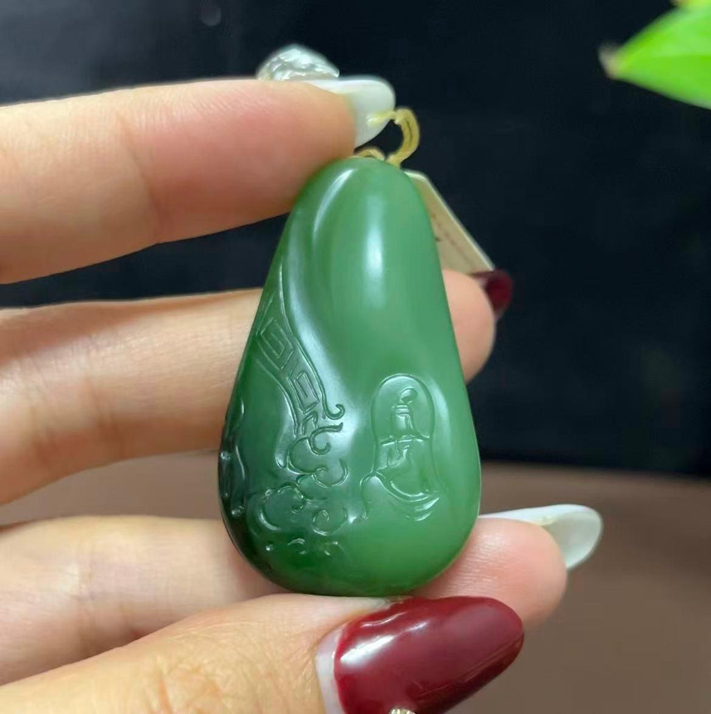 和田玉红皮碧玉望天吼无相佛（19.3g）