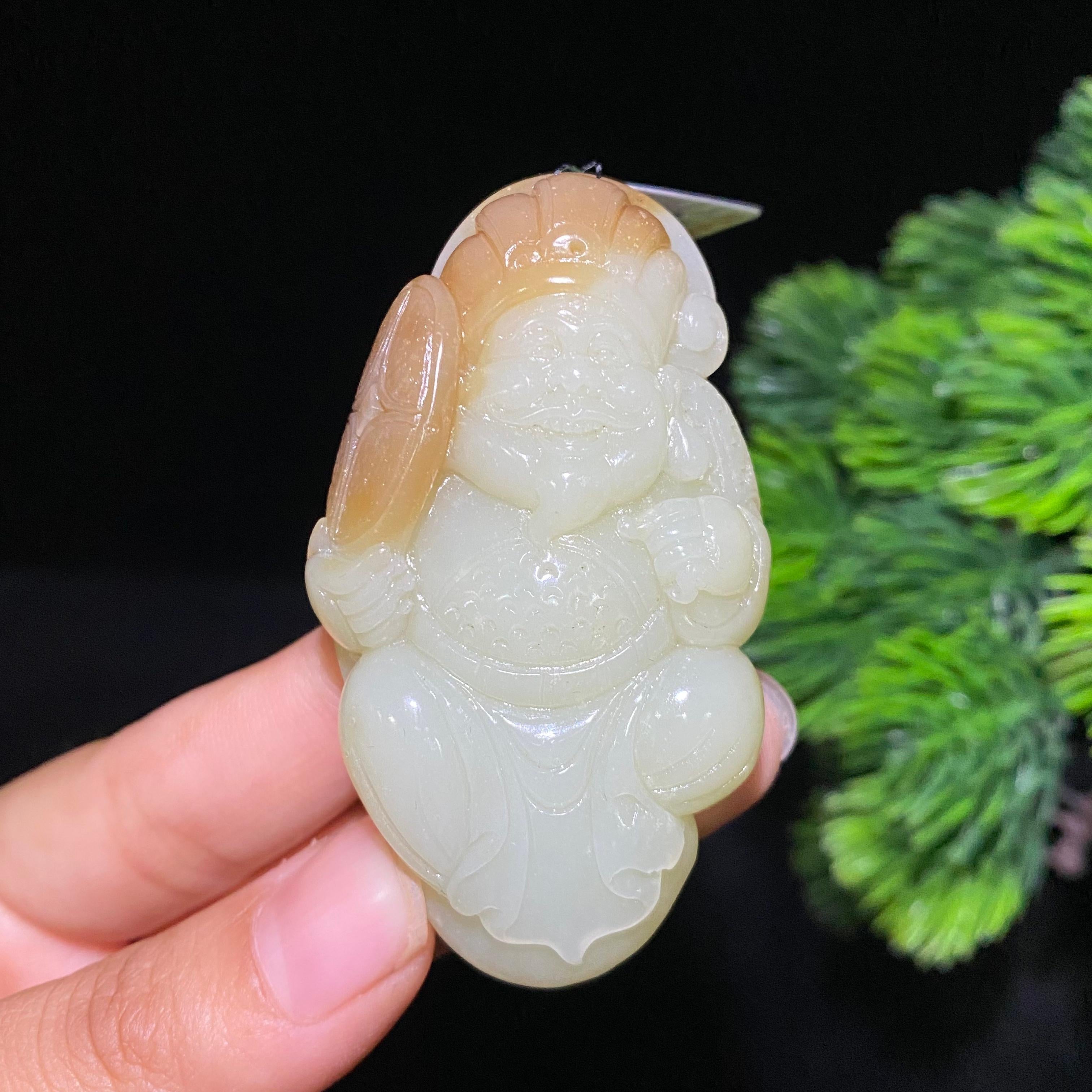 和田糖白玉财神挂件（54.8g）