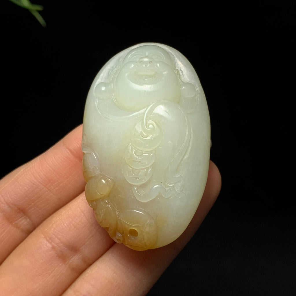 高品质和田糖白玉佛公挂件（41.7g）