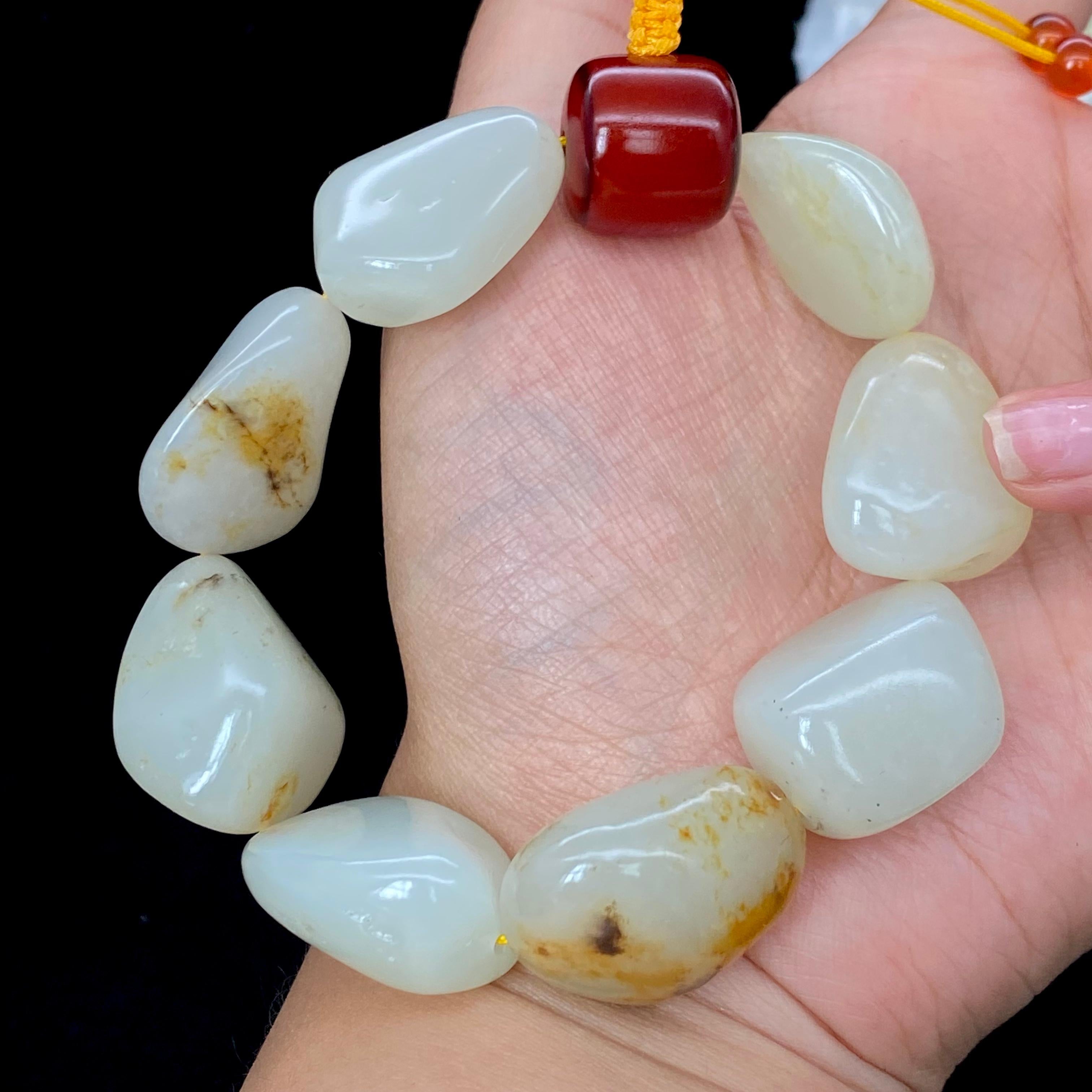 和田玉白玉籽料【精品手串】（89.3g）