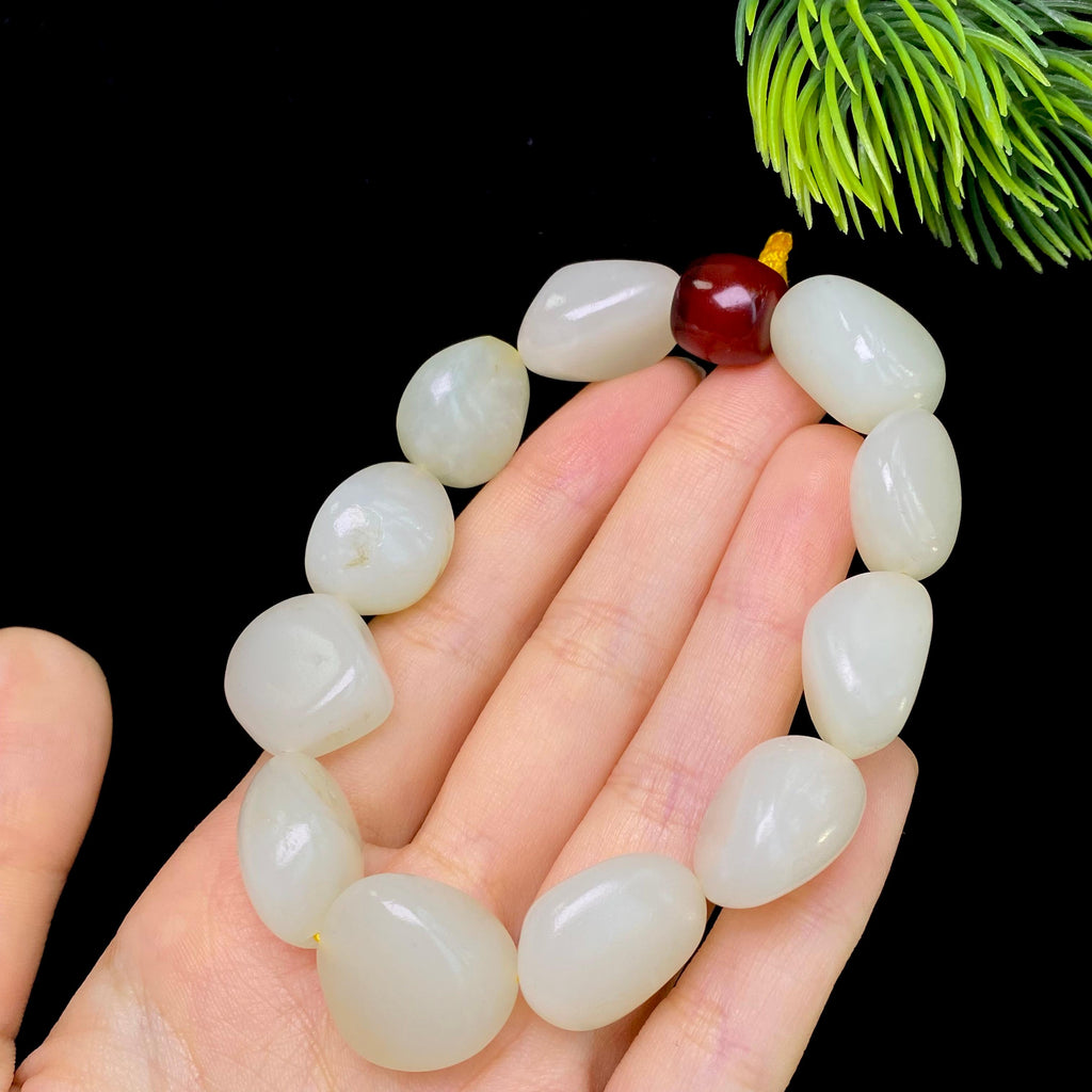 和田玉洒金皮白肉籽料手串（63.0g）