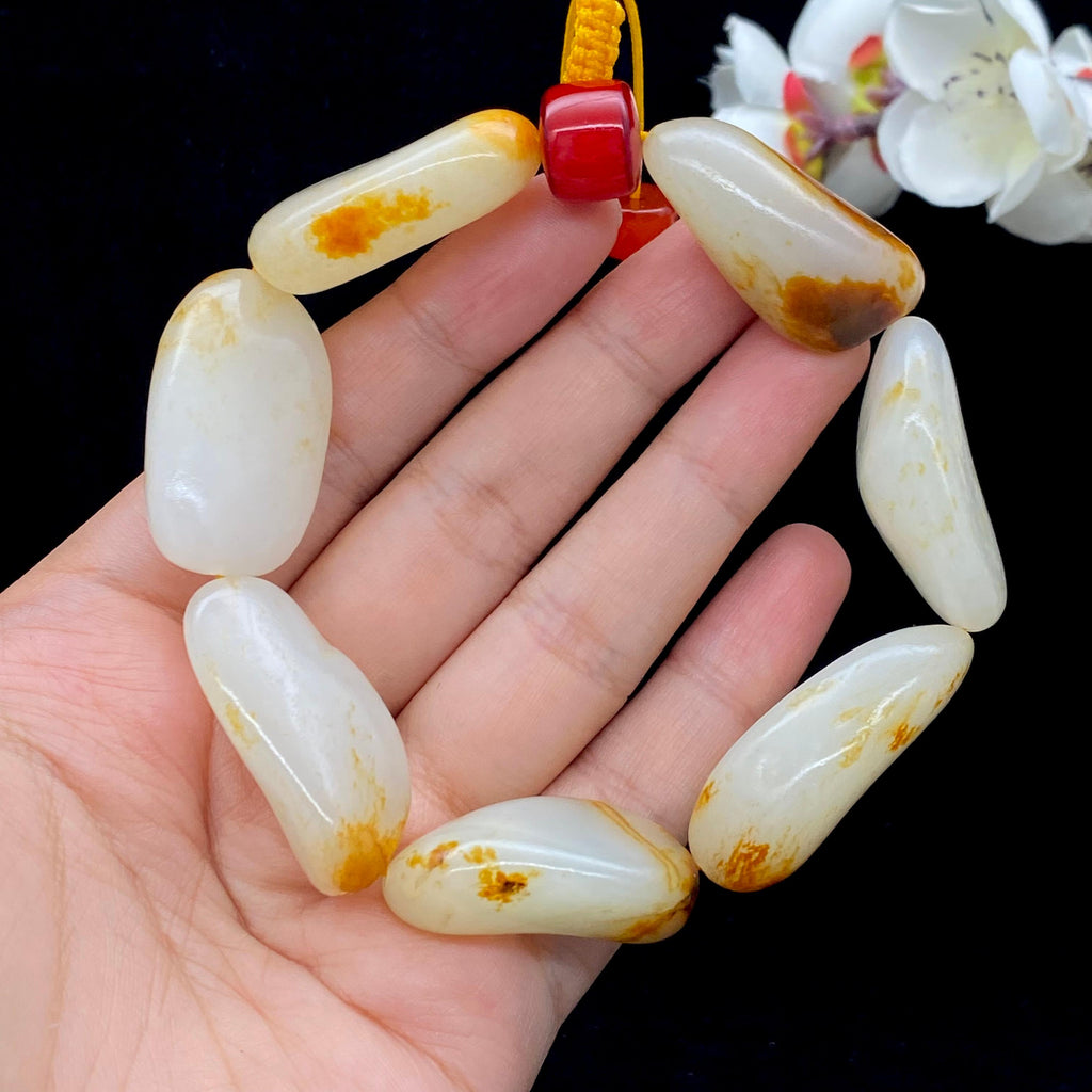 和田玉洒金皮【精品手串】（93g）