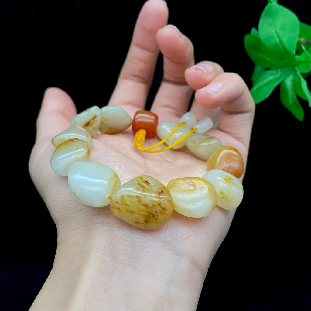 和田玉洒金皮籽料【精品手串】（54.4g）