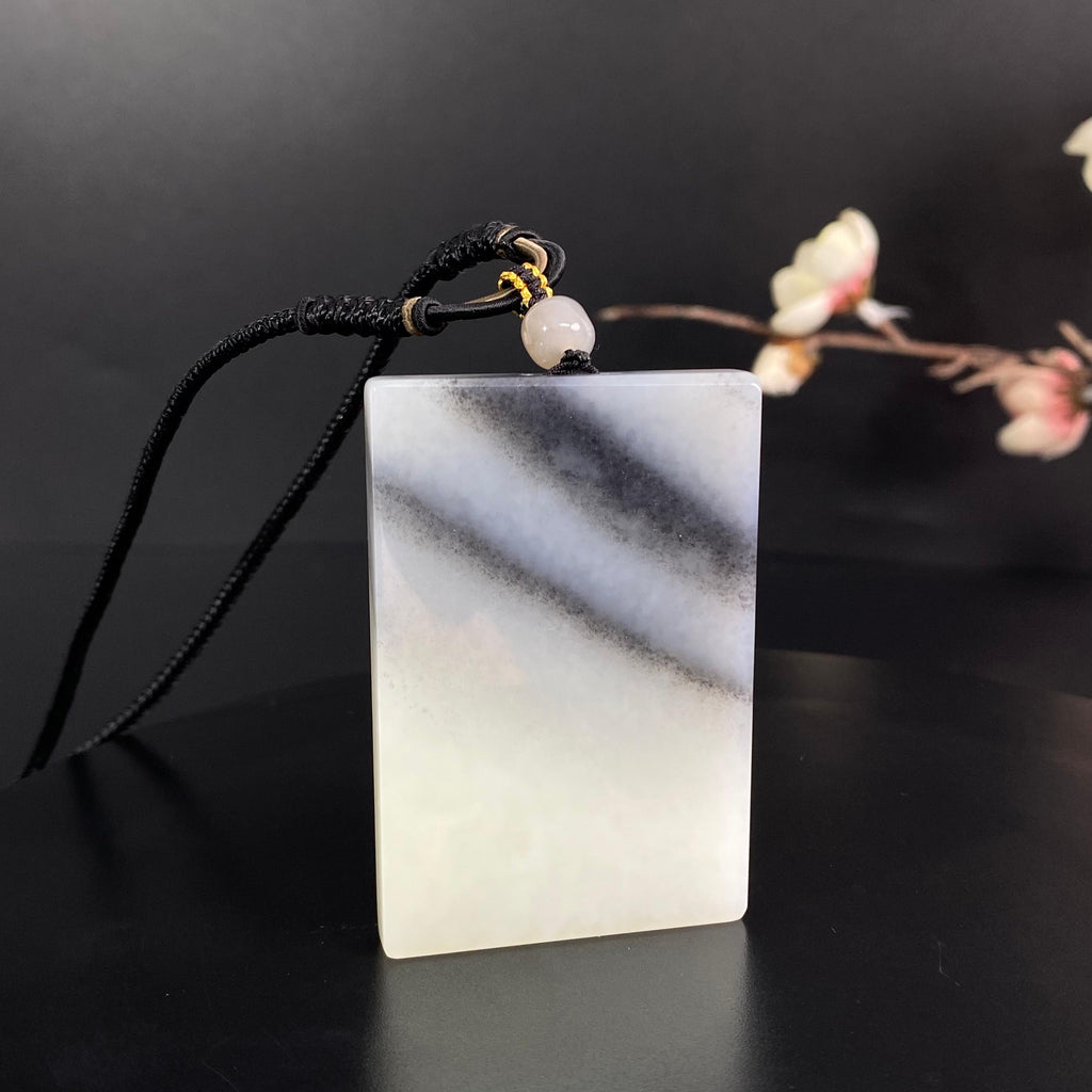 和田玉青花平安无事牌（38.2g）