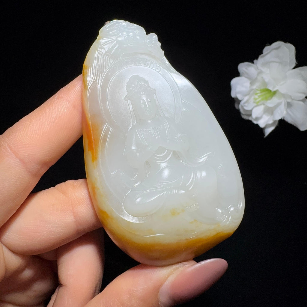 秒杀和田玉籽料御龙观音（73.2g）