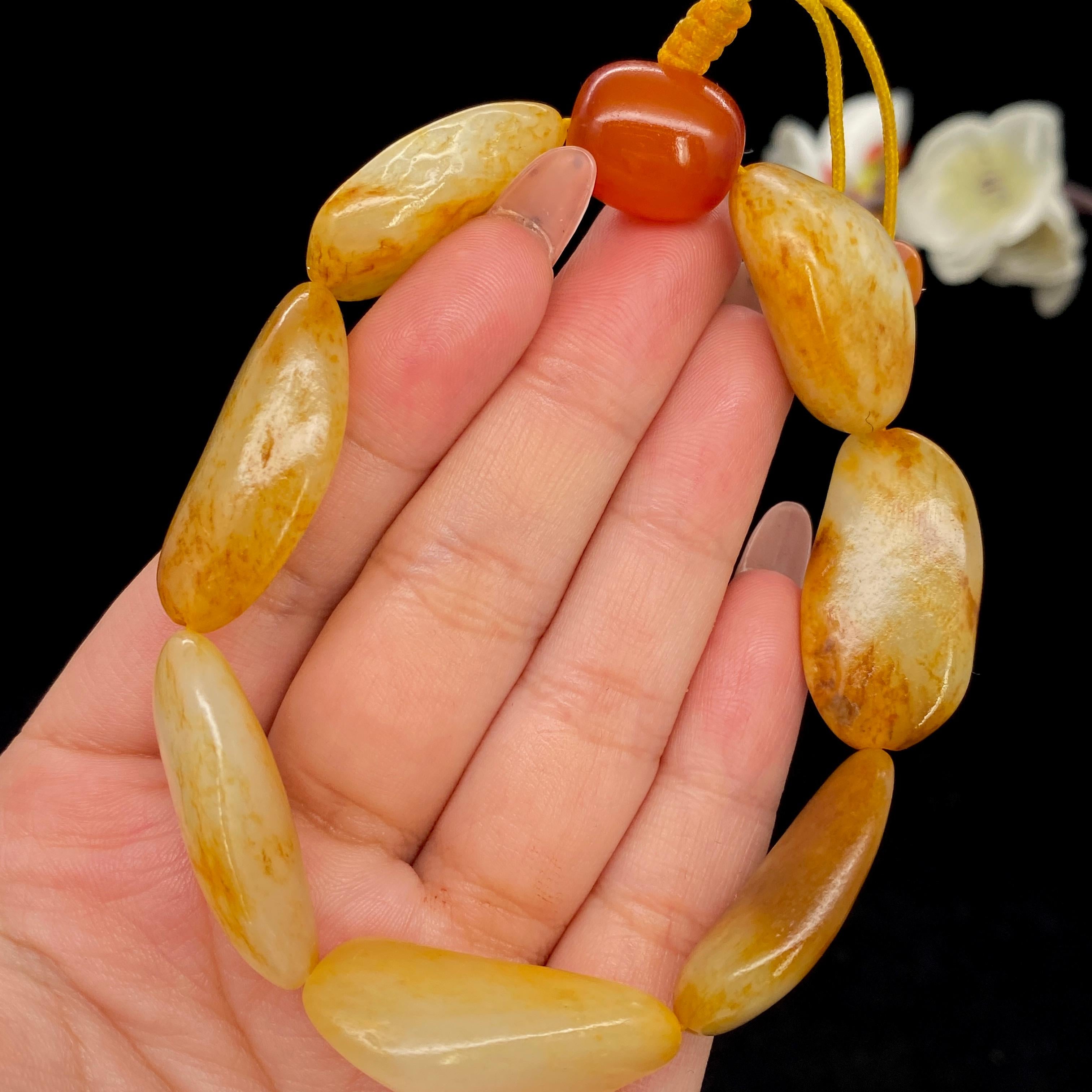 和田玉黄皮籽料【精品手串】（50g）