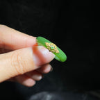 和田玉碧玉阳绿金镶戒指（3.5g）