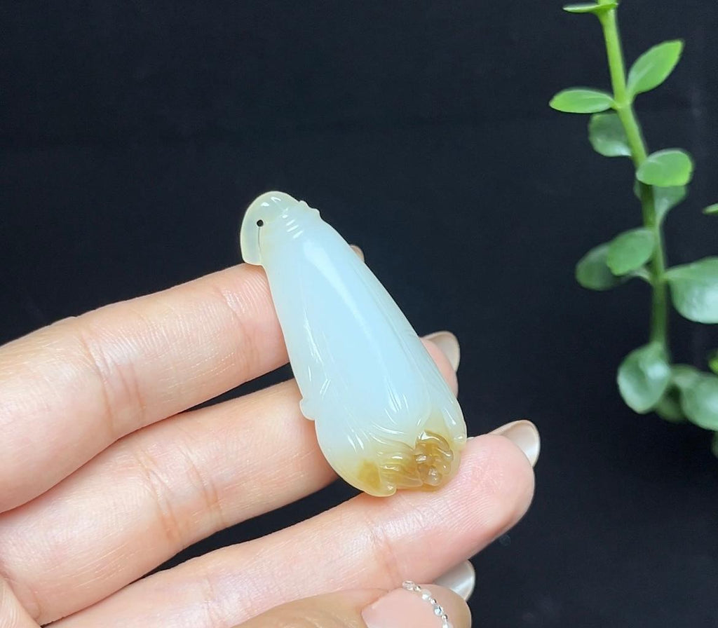 和田玉糖白料玉莲花（15.2g）