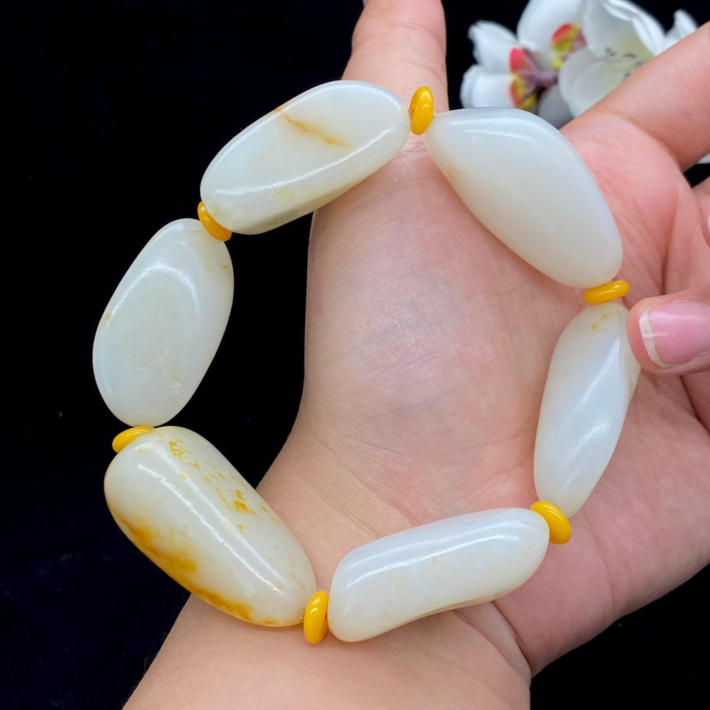 和田玉洒金皮籽料【精品男士手串】（124.6g）