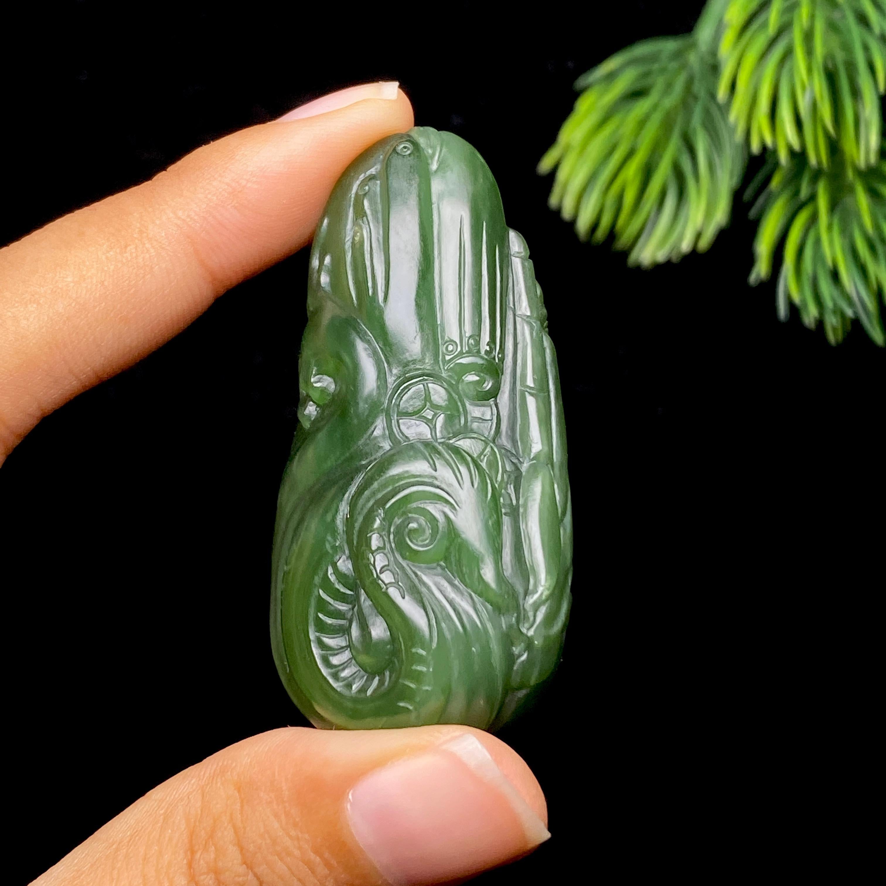 和田玉碧玉龙柱（33.5g）