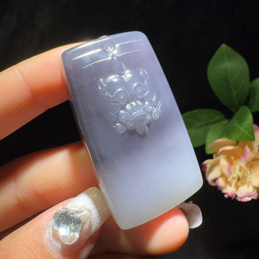 和田玉烟紫平安牌福寿如意（34.9g）