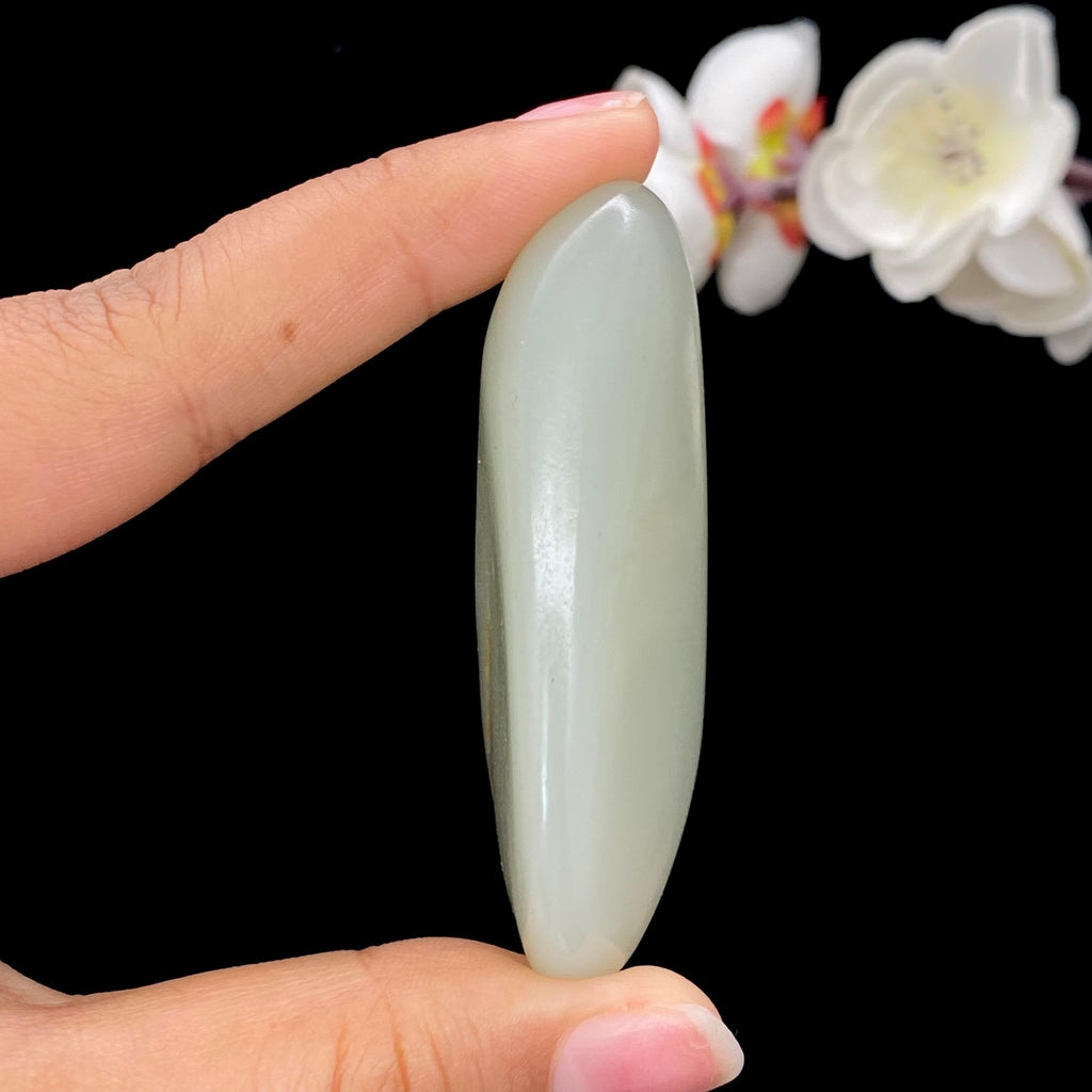 和田玉青白玉带洒金皮籽料手把件（69.3g）