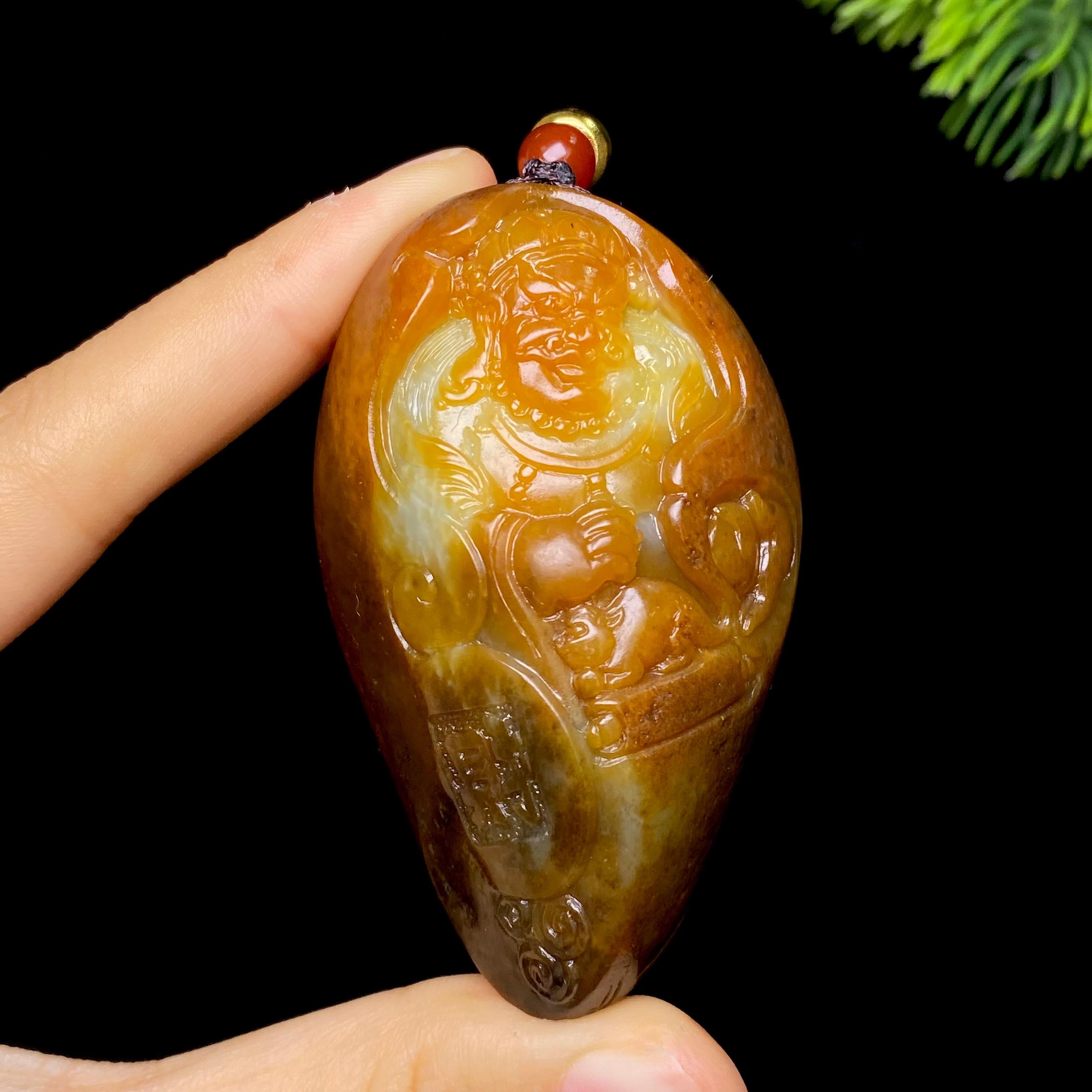 和田玉籽料财神（104.0g）