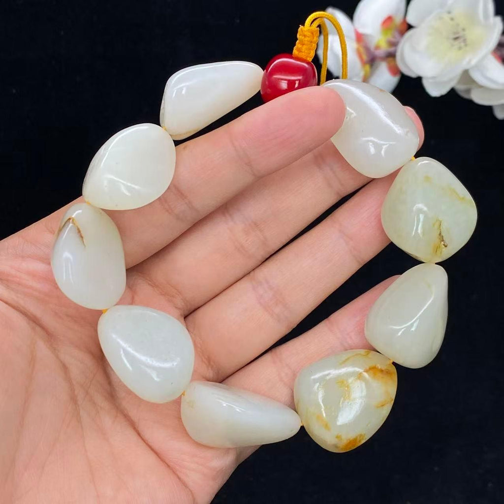 和田玉洒金皮籽料【精品手串】（101.1g）
