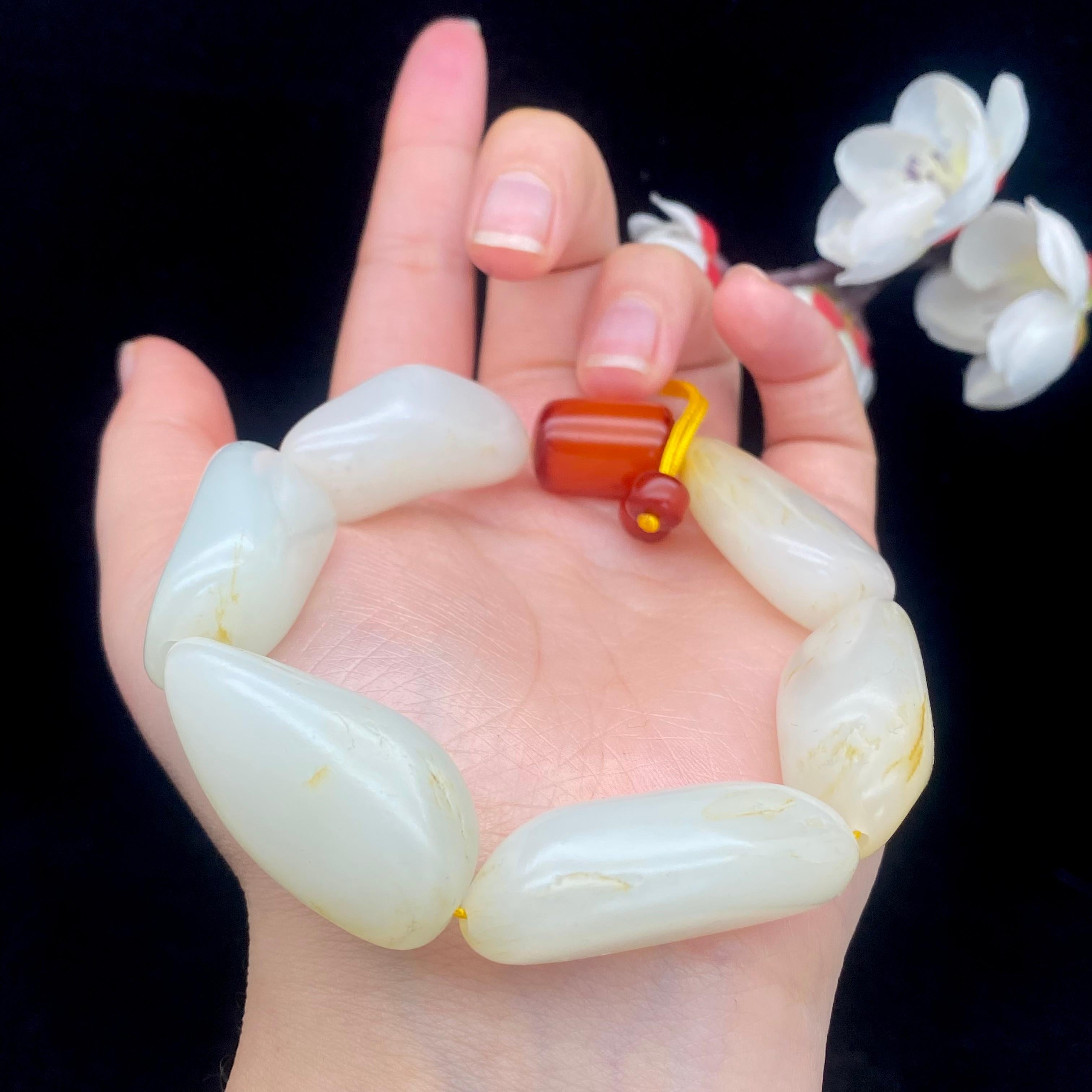 和田玉洒金皮籽料【精品手串】（80.2g）