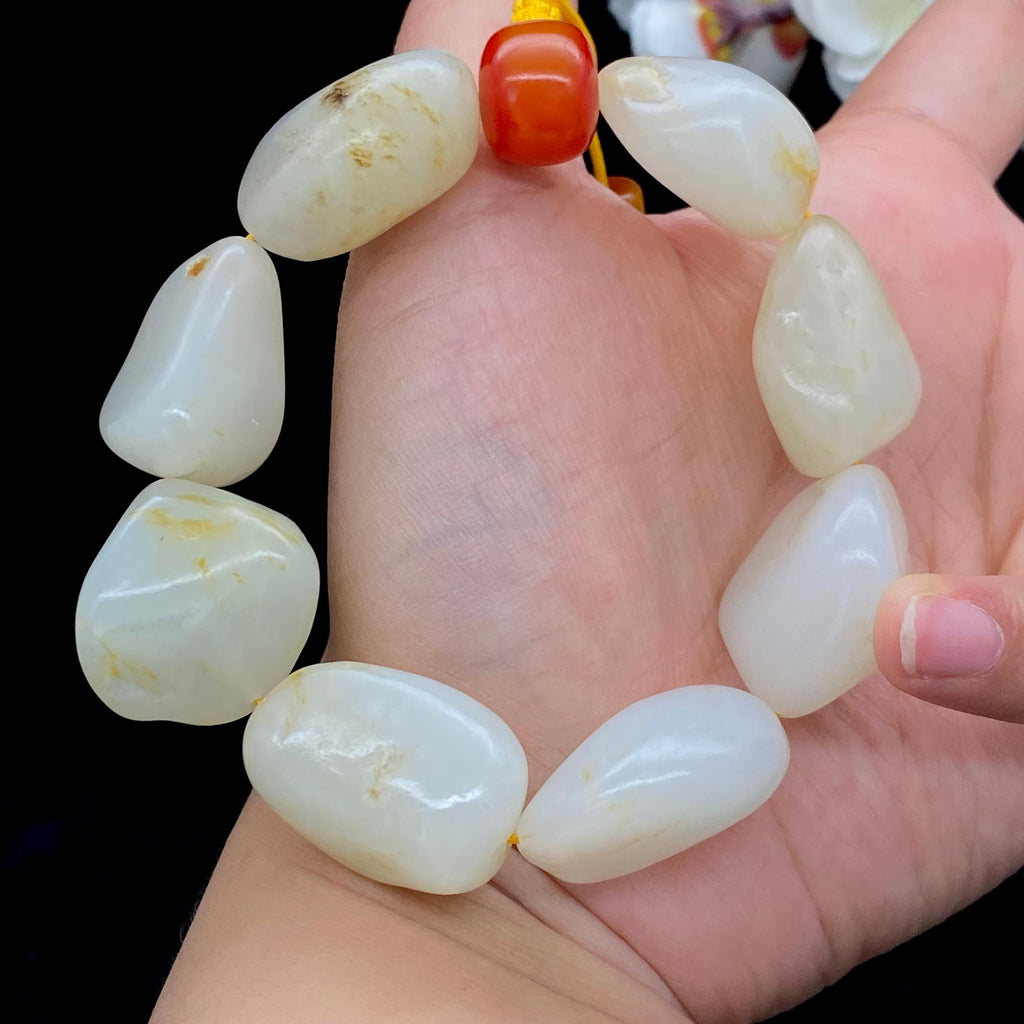 和田玉洒金皮籽料【精品手串】（106.3g）