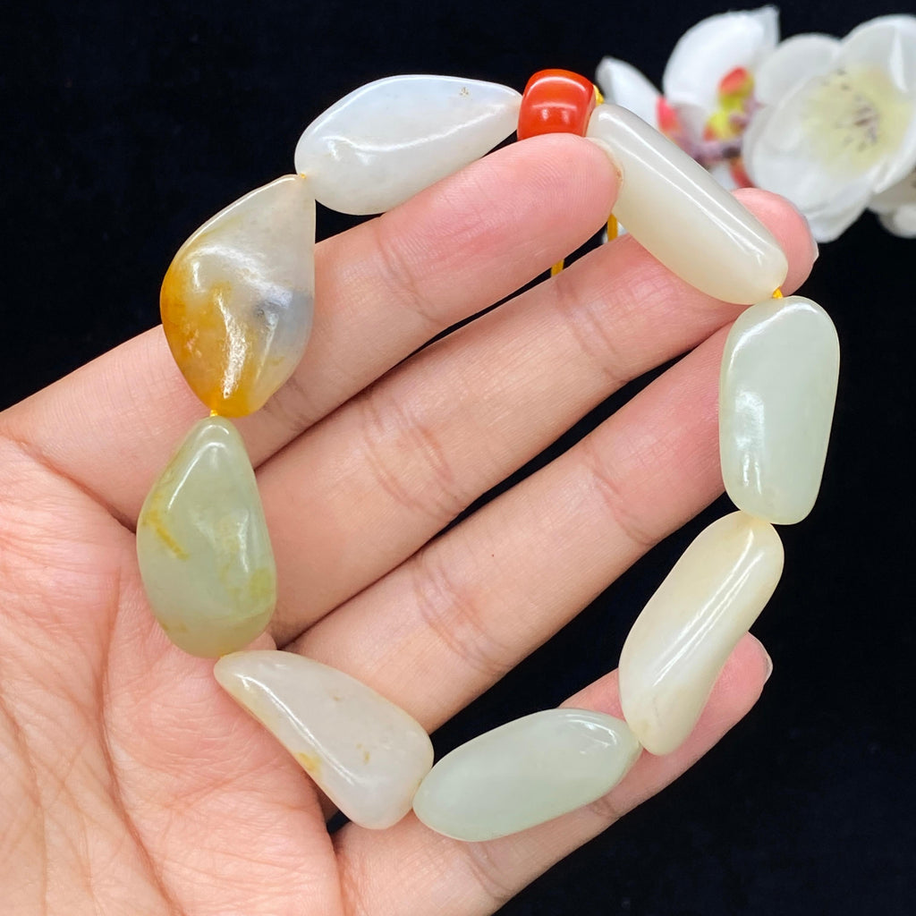秒杀和田玉黄皮籽料【精品手串】（47.3g）