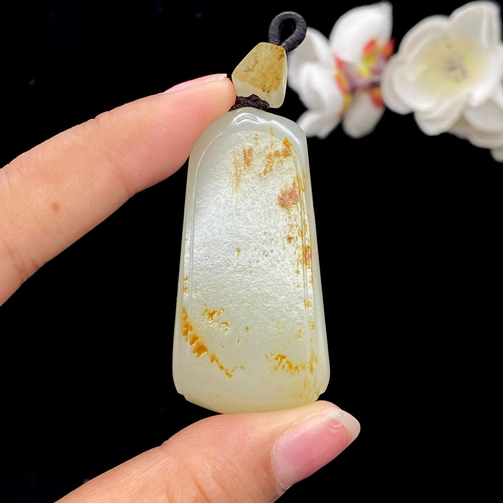 和田玉-洒金皮白肉籽料【平安无事牌】（28.6g）