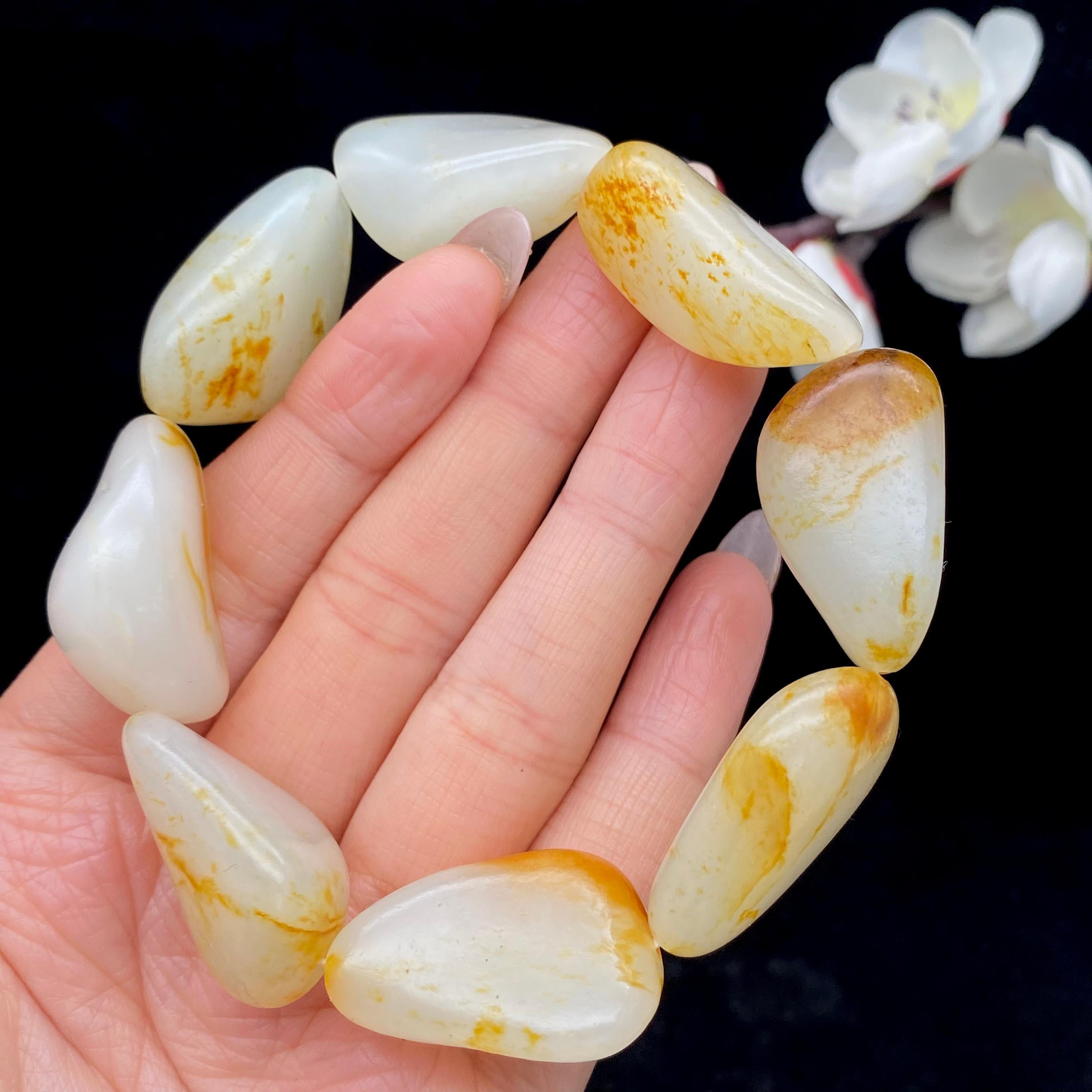 和田玉洒金皮【精品手串】（75.8g）