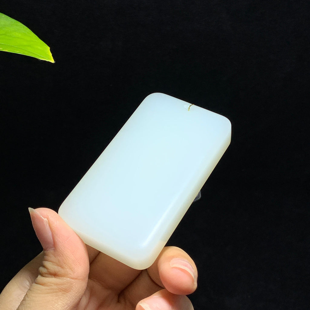 和田山料羊脂白玉无事牌挂件（105.8g）