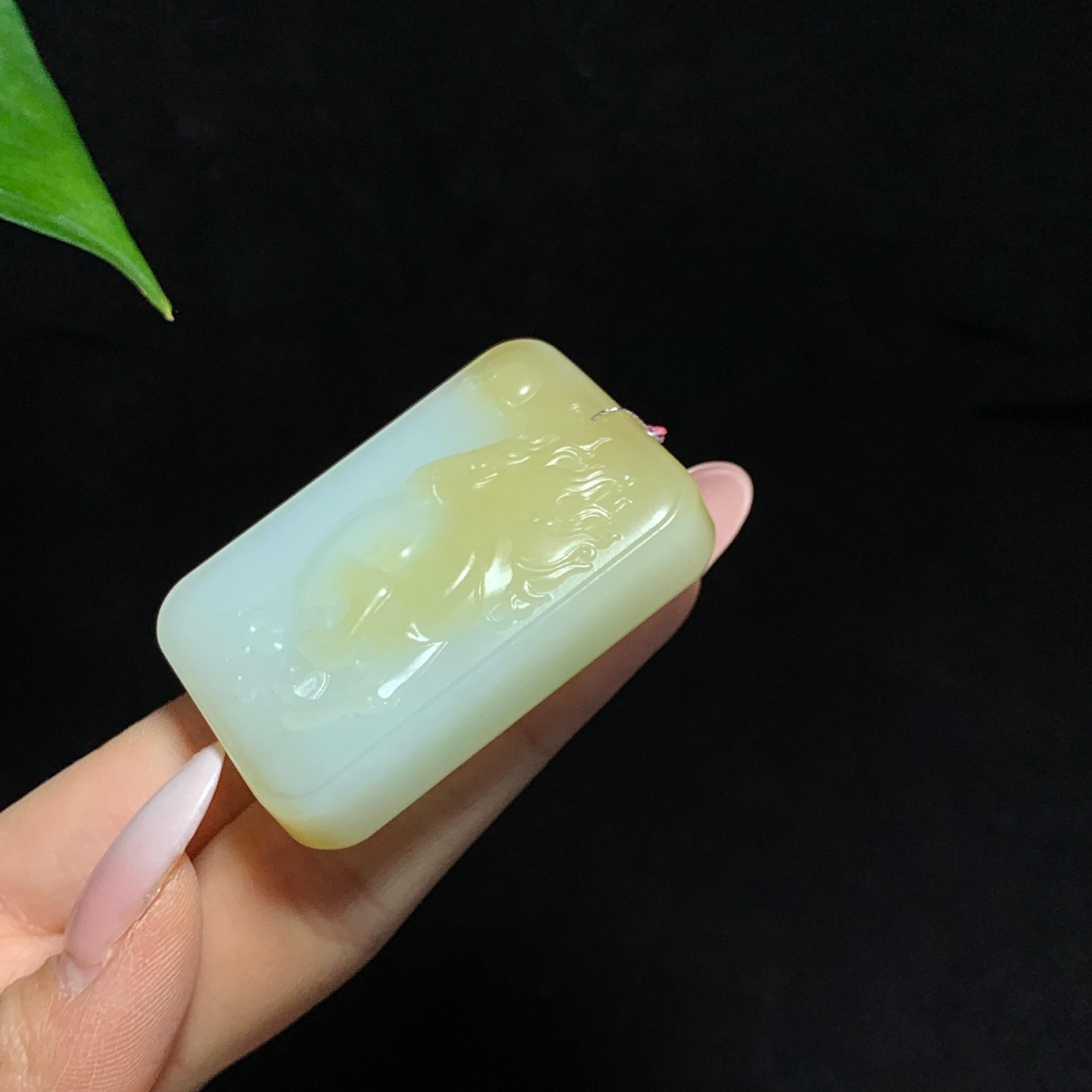 和田漂亮糖白玉生肖马挂件（58.6g）