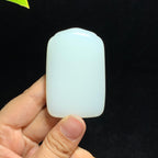 和田山料羊脂白玉无事牌挂件（66.5g）