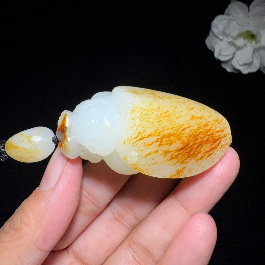 高品质和田玉籽料手把件鹰嘴龟（60.9g）