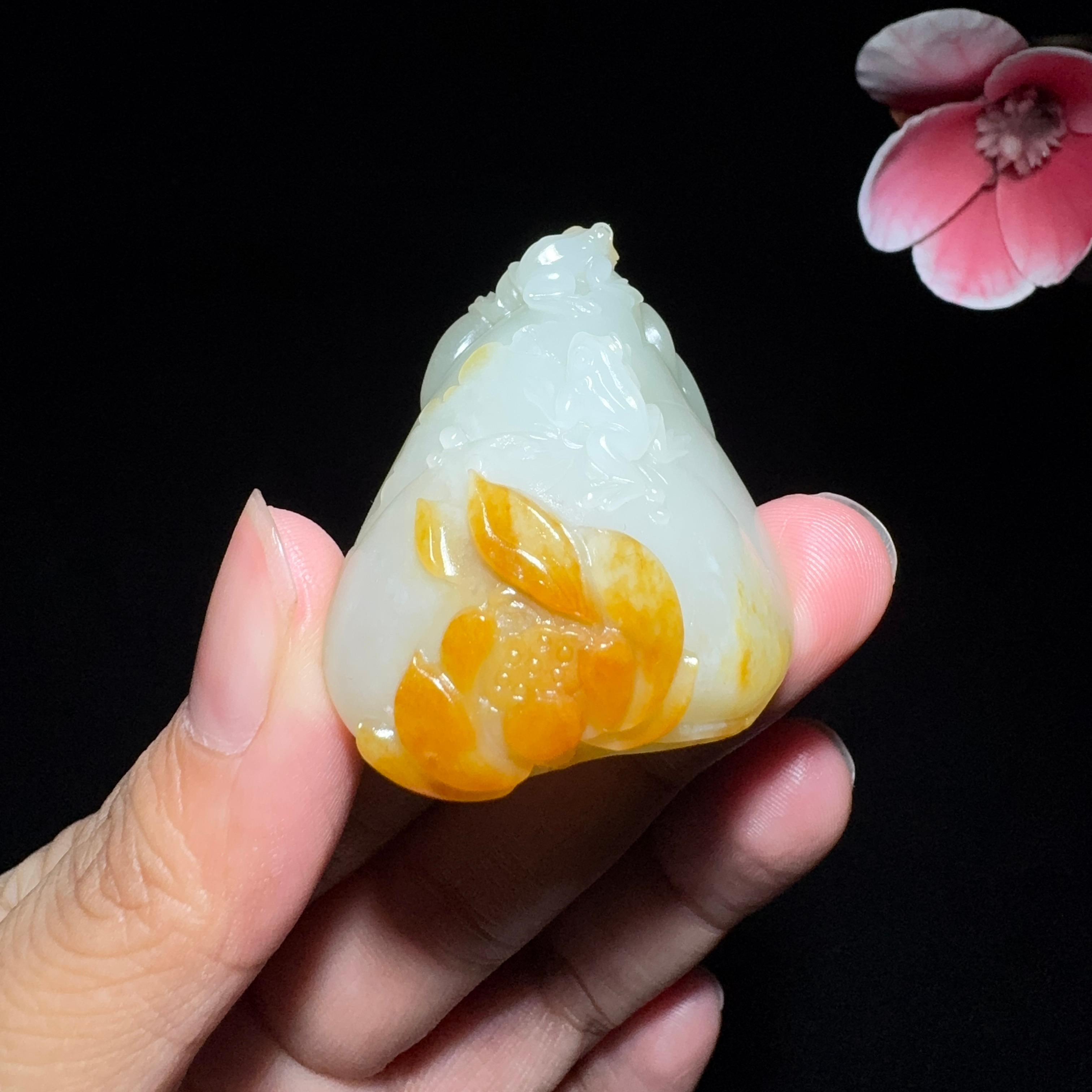 和田玉籽料呱呱来财（33.9g）