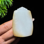 和田玉山料糖白玉无事牌（56.0g）
