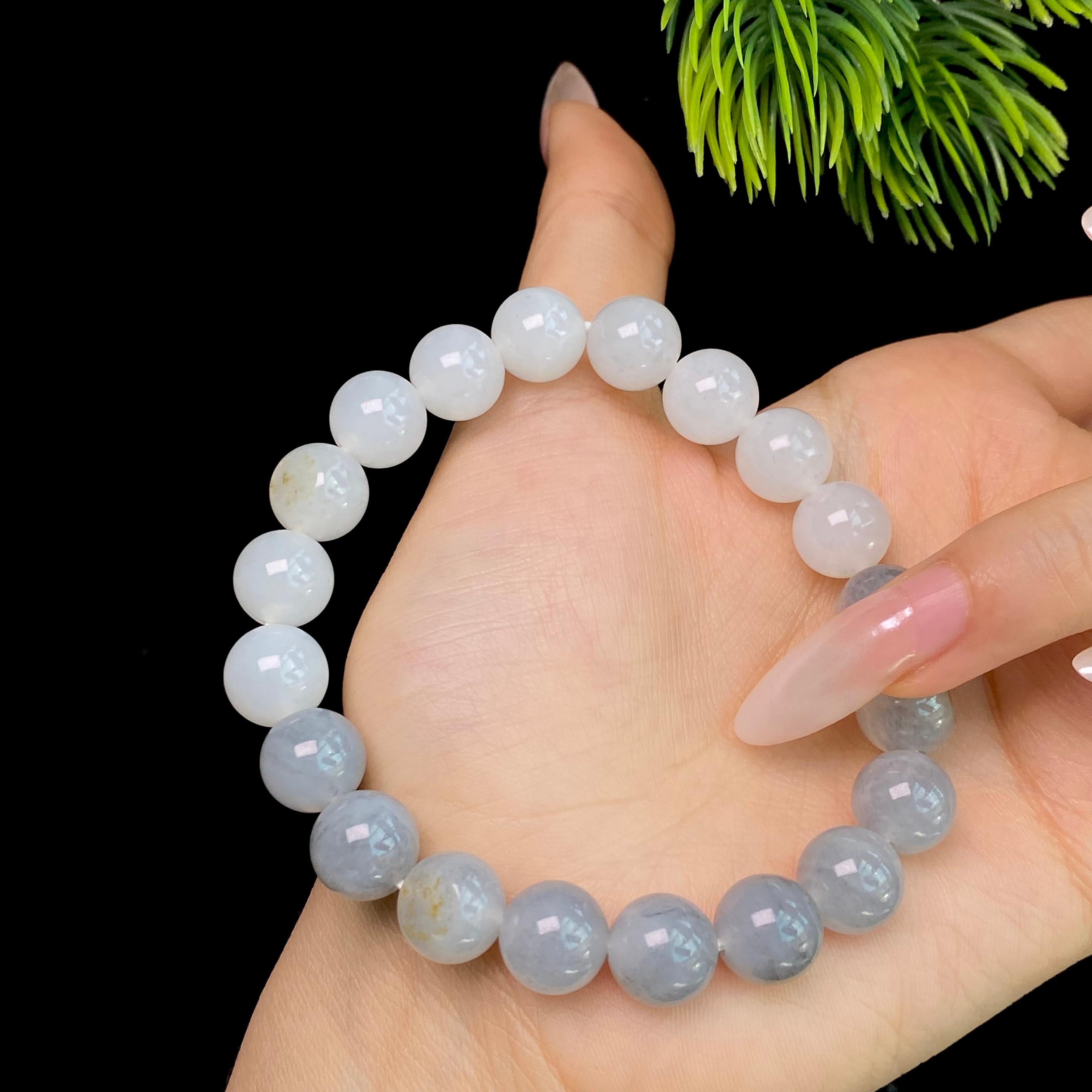 和田玉籽料青花圆珠手串（30.8g）