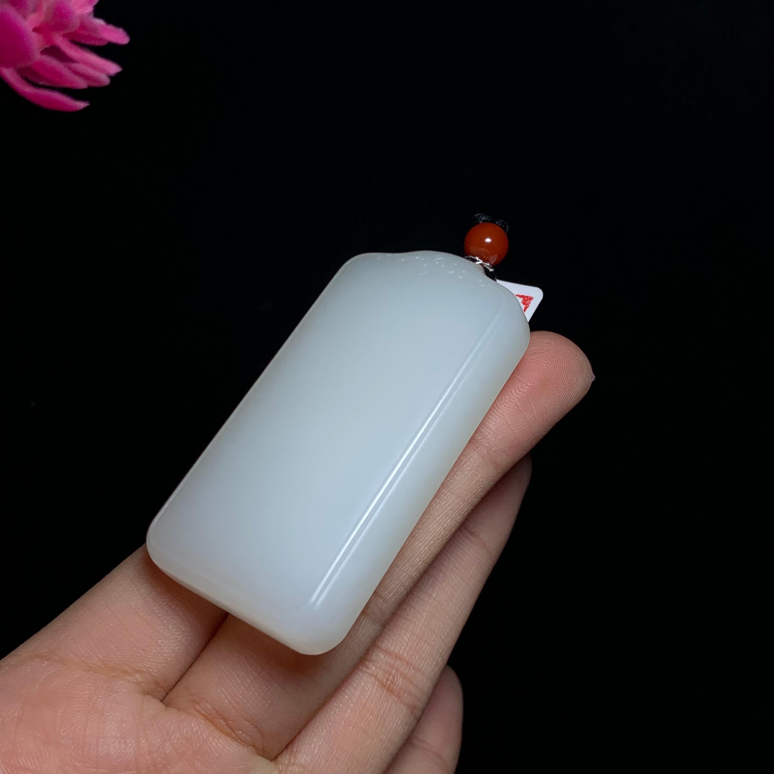和田黑山料白玉平安无事牌（53.2g）