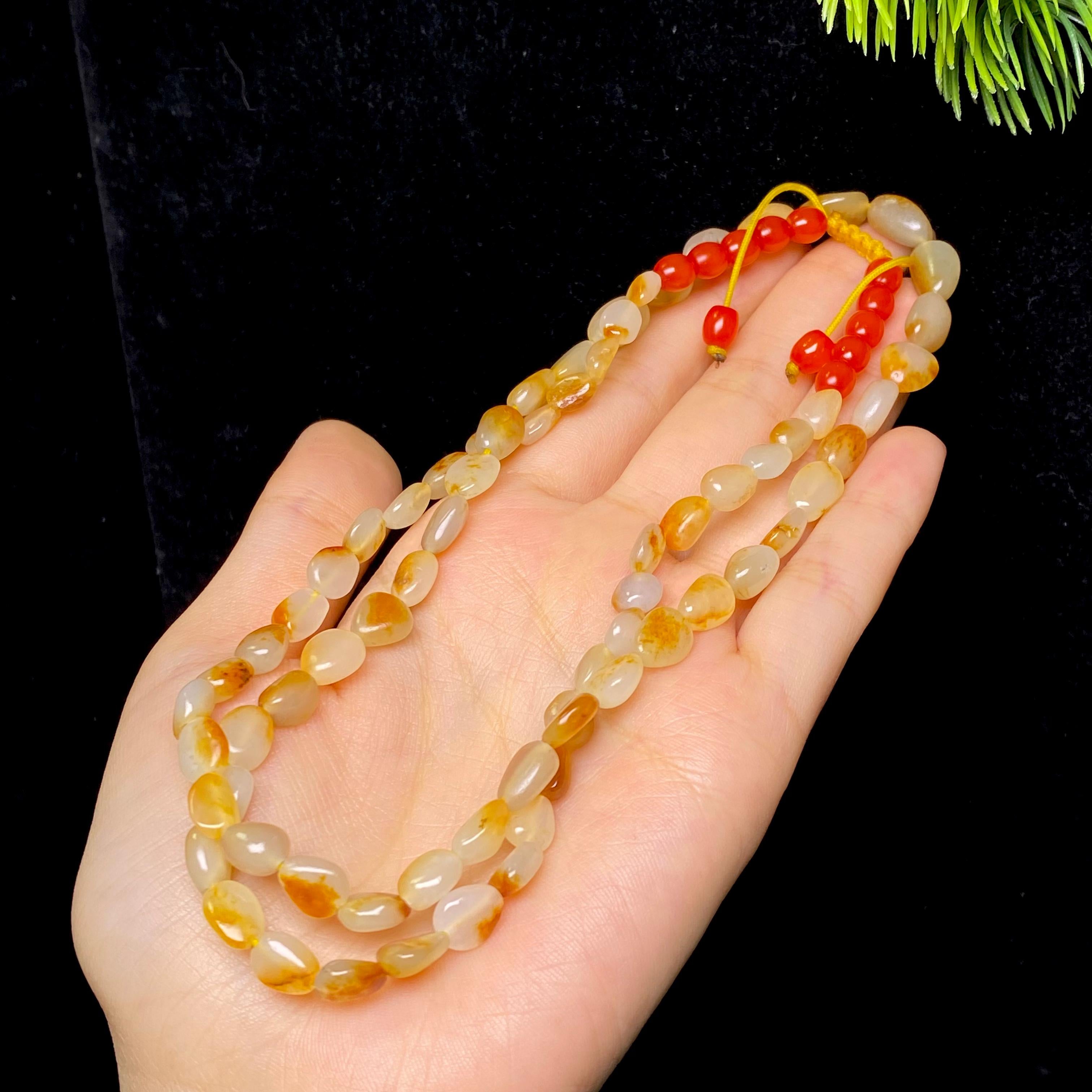 和田玉洒金皮白肉籽料项链（26.5g）