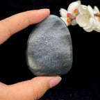 和田玉青花带洒金皮籽料手把件（56.2g）