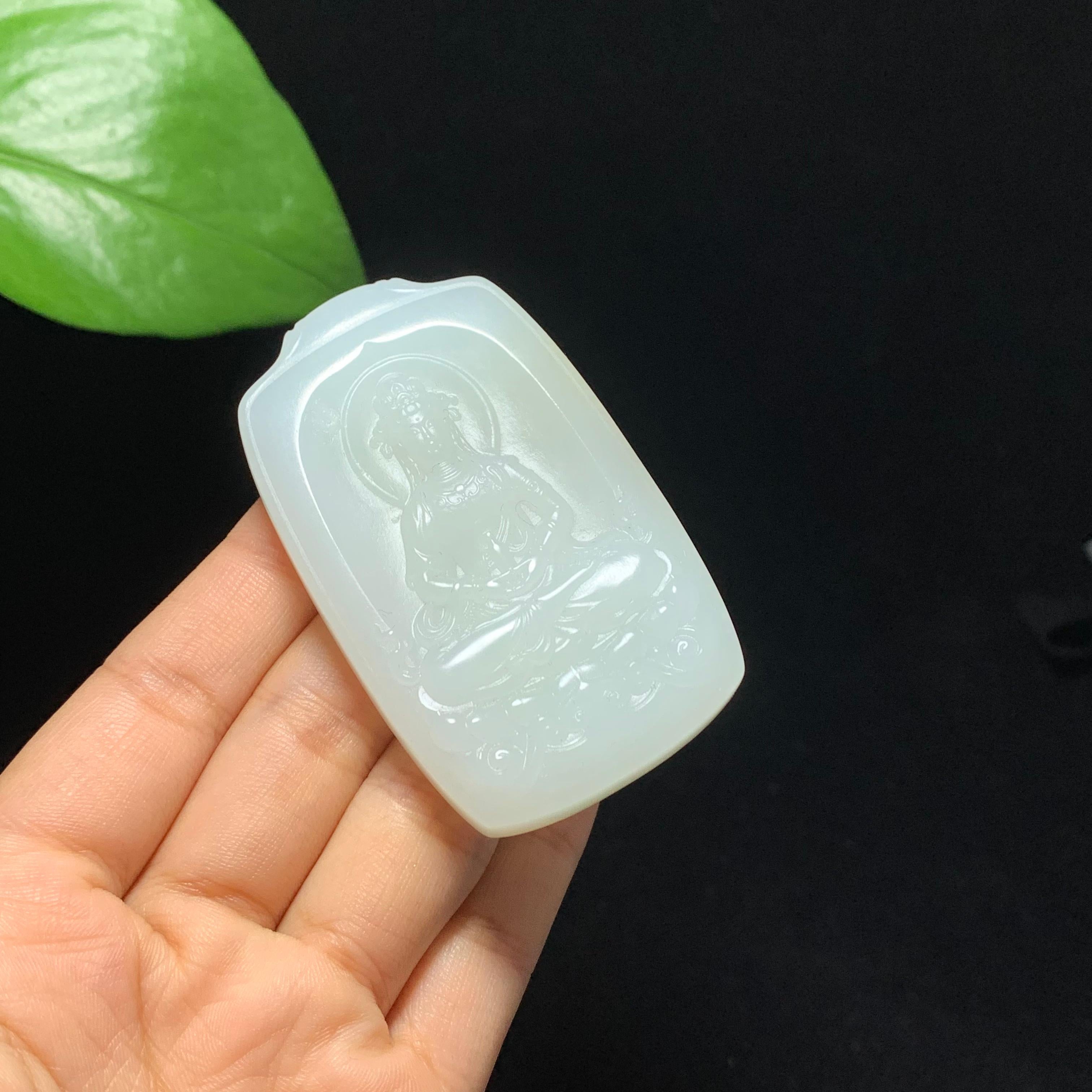 高品质和田山料羊脂白玉观音挂件（64.2g）