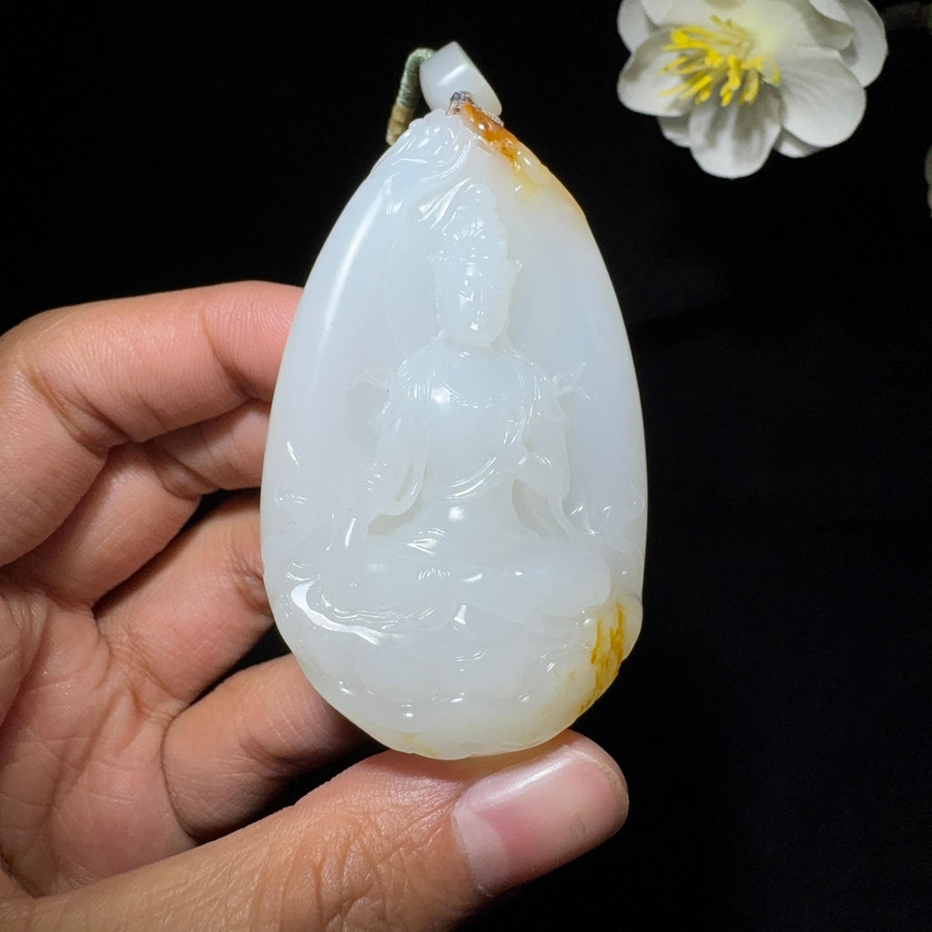 和田玉籽料御龙观音挂件（63.1g）