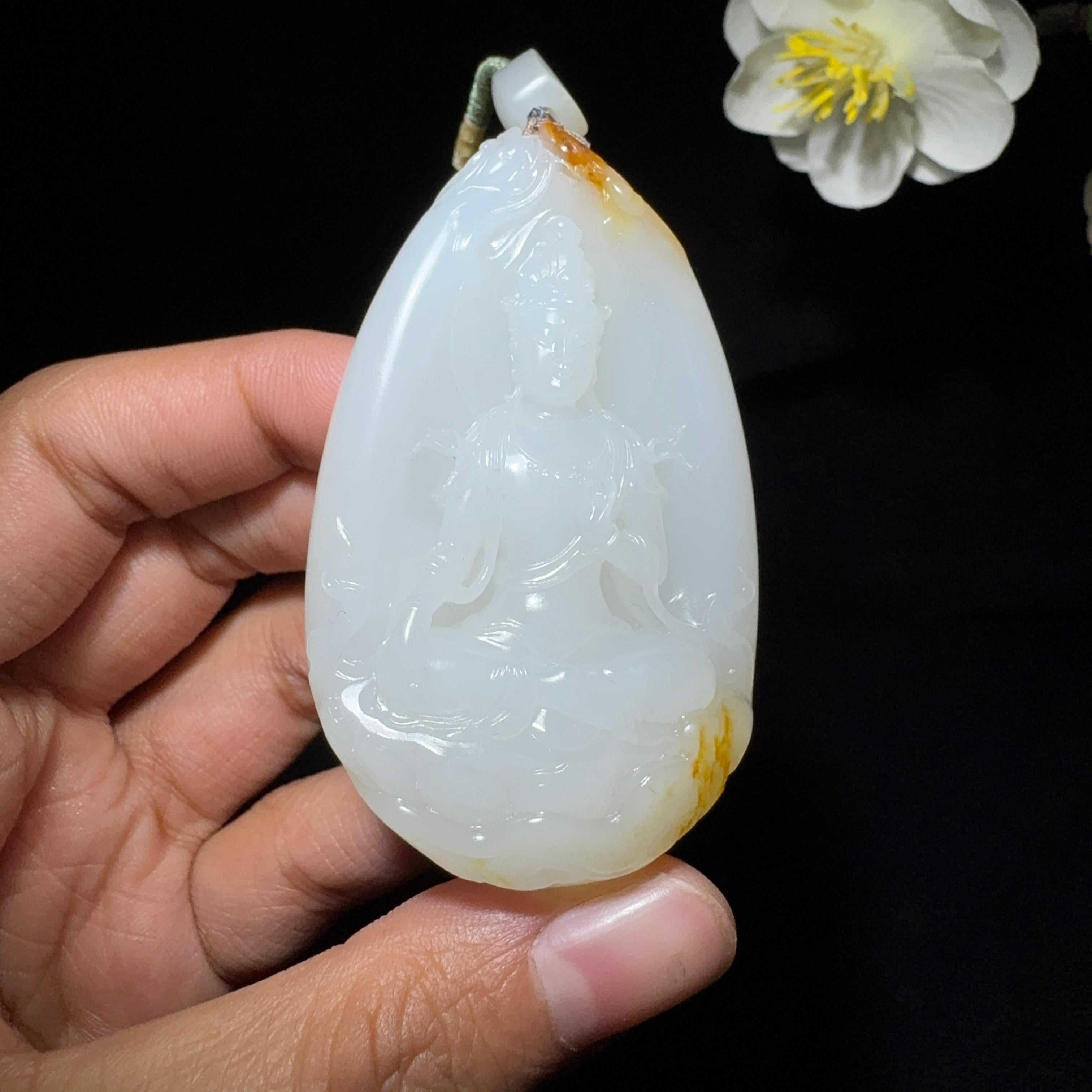 和田玉籽料御龙观音挂件（63.1g）