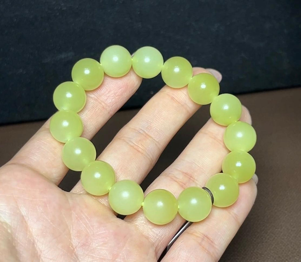 新疆和田玉若羌黄口圆珠手串（40.5g）