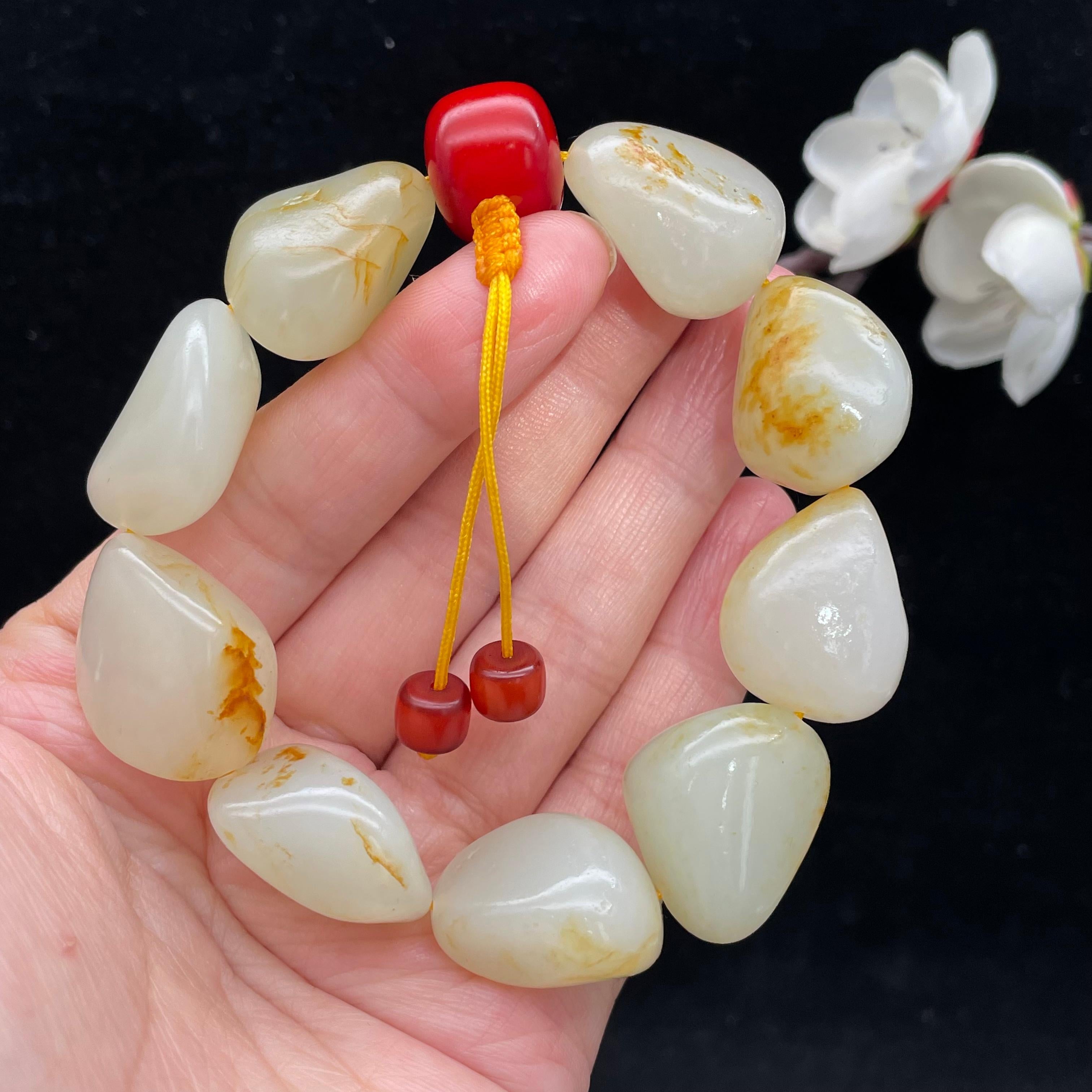 和田玉洒金皮籽料【精品手串】（73.2g）