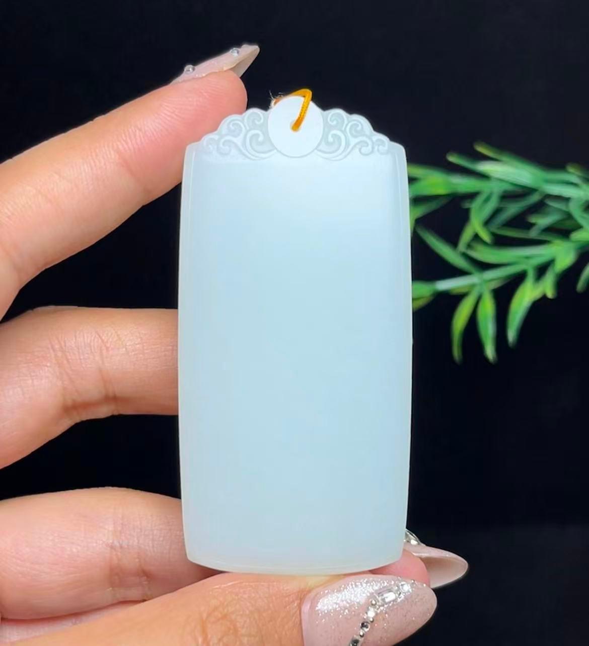 和田玉羊脂白玉平安无事牌（66.3g）