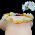 和田玉-聚黄皮带洒金皮【精品手串】（44g）