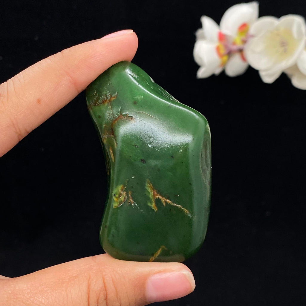 和田玉碧玉籽料手把件（71.4g）