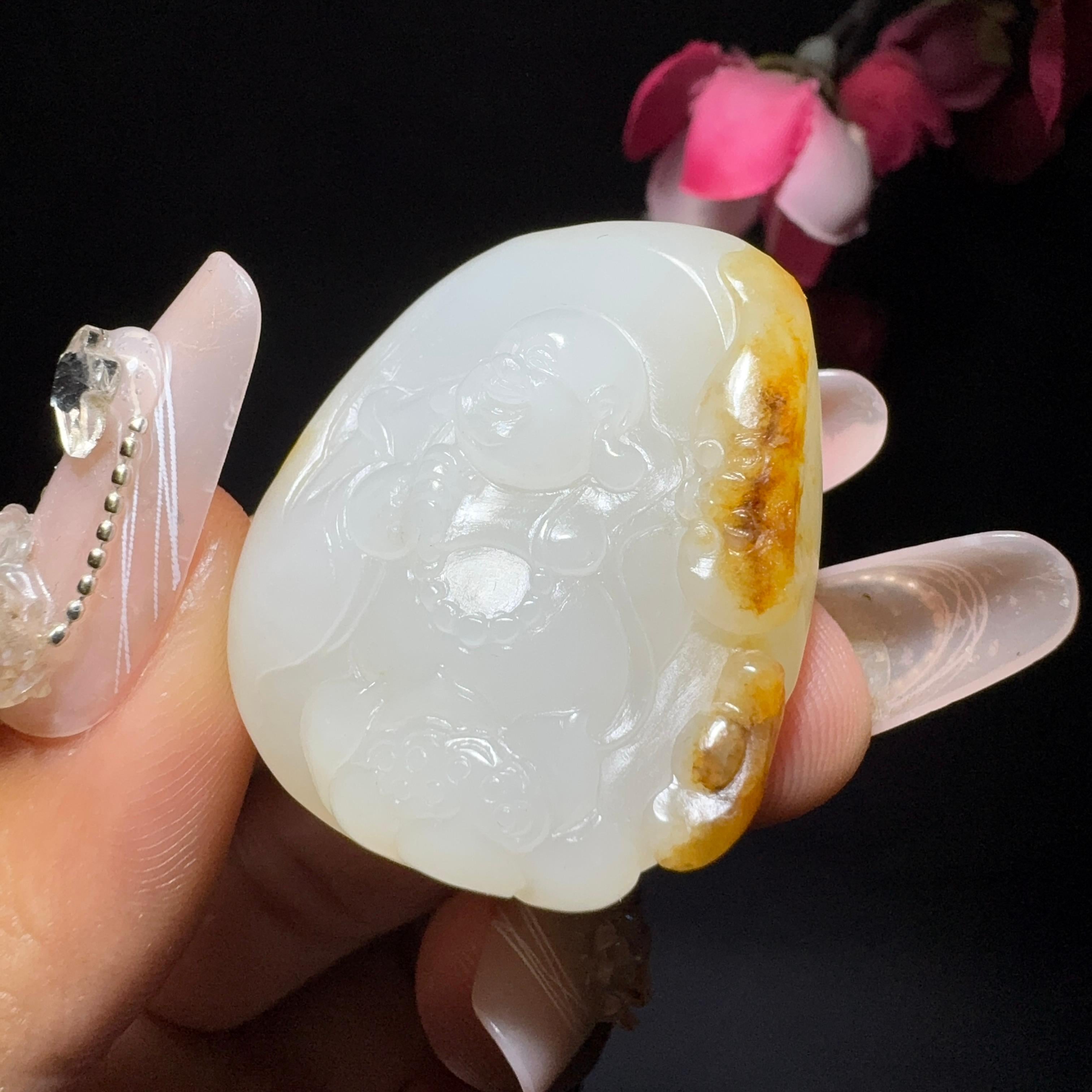 和田玉籽料挂件佛公（21.9g）