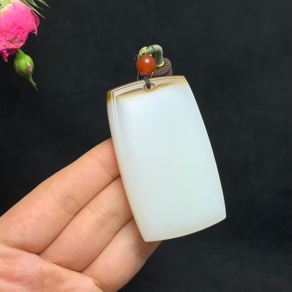 传承收藏级新疆且末糖白玉无事牌（g）