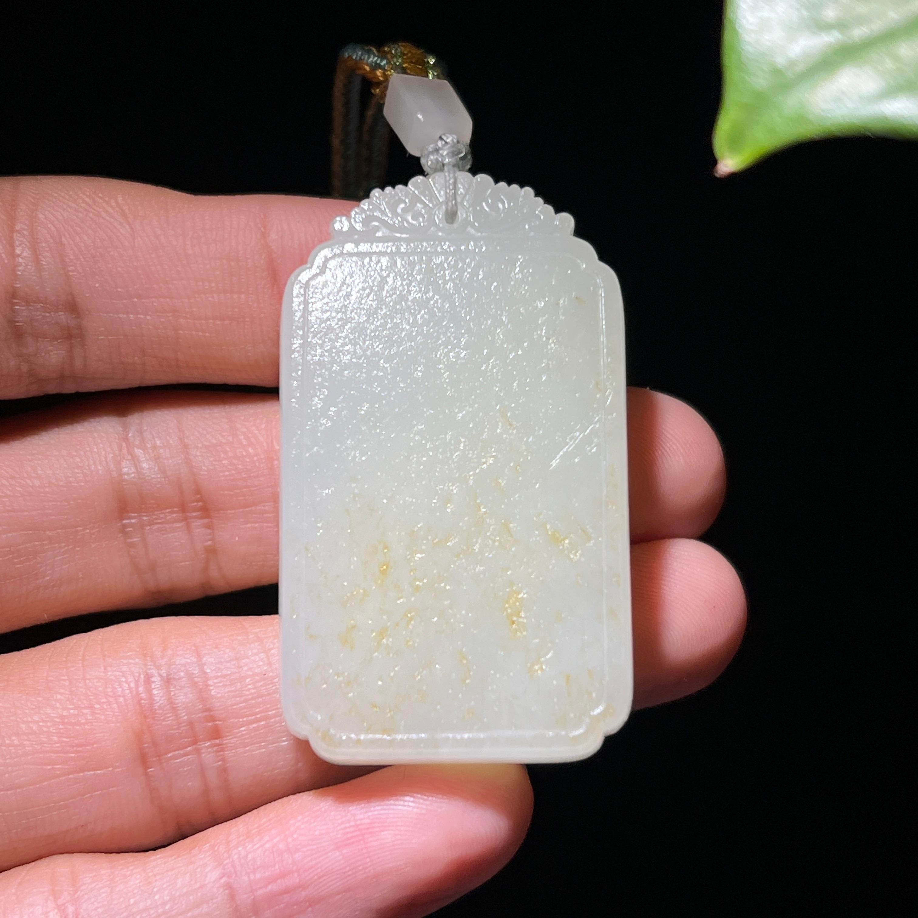 和田玉籽料满皮洒金皮山水牌（34.9g）