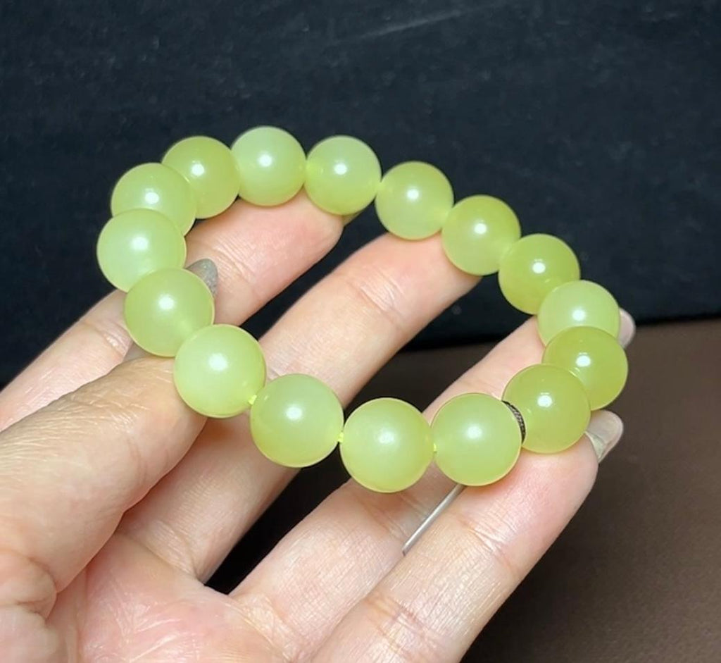 新疆和田玉若羌黄口圆珠手串（40.5g）