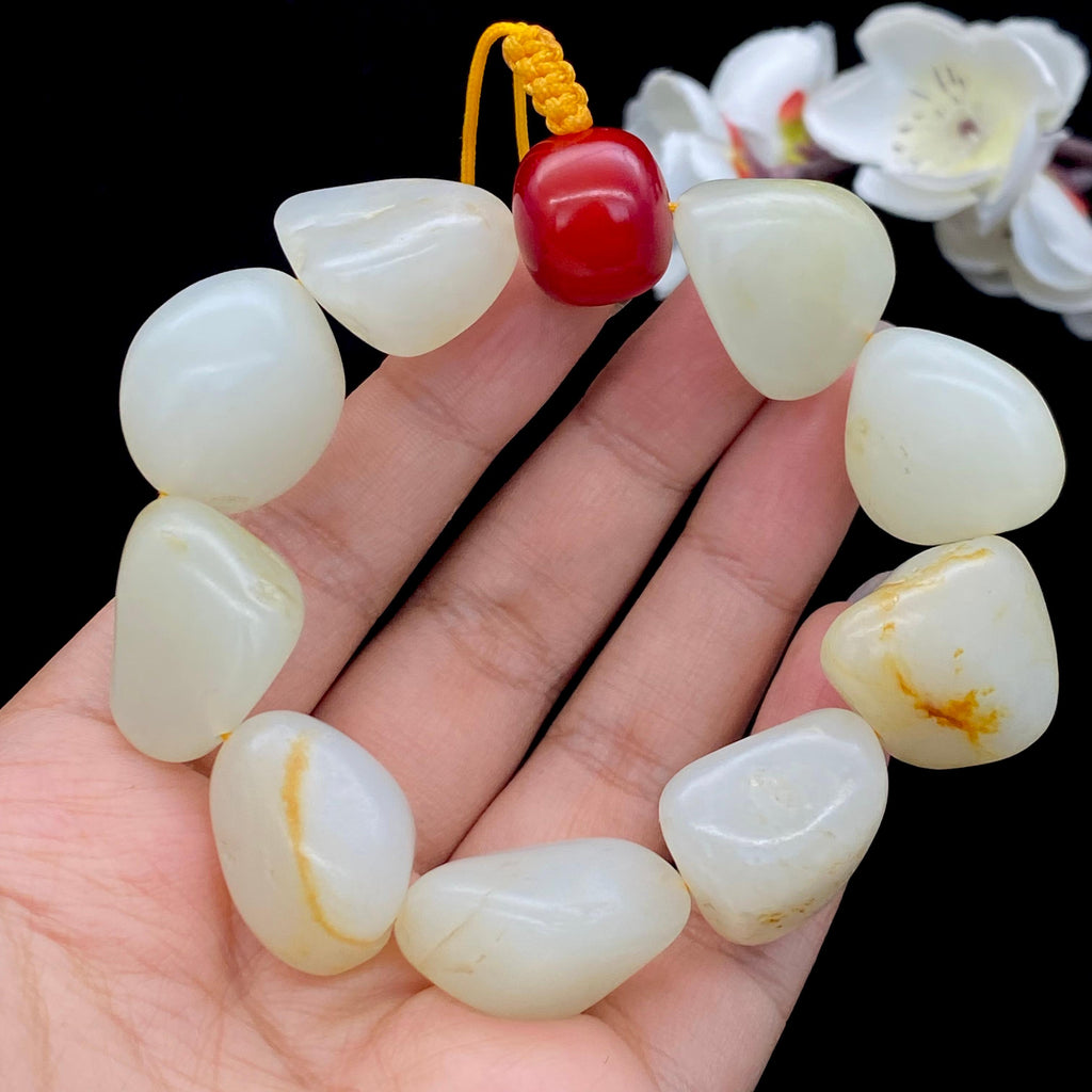 和田玉洒金皮【精品手串】（91g）